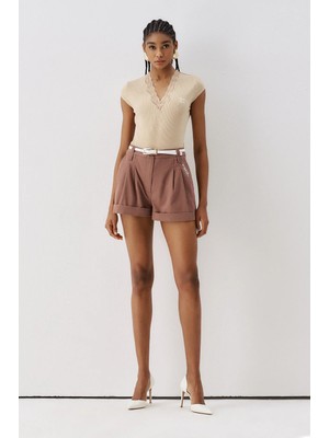 Sagaza Studio SS6155 Yaka Dantel Detaylı Çıt Çıtlı Body
