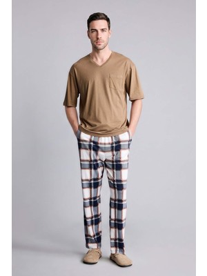 DeFacto Pijama Takımı Regular Fit Kısa Kollu Üst Kareli Alt H4747AX26SP