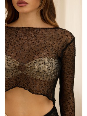 Mai Yenka Basic Ince Siyah Triko Crop