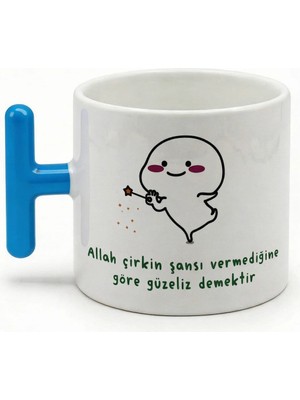 Desene Bak Komik Yazılı ve Sevimli Karakter Baskılı Seramik Hediye Kupa Bardak
