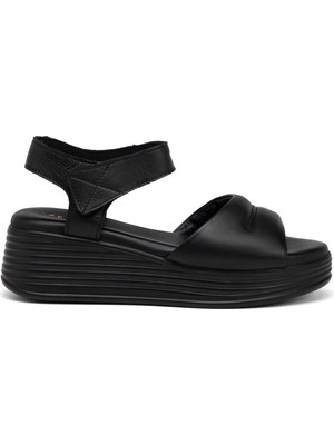 Tergan Siyah Hakiki Deri Kadın Sandalet - K25Y1SN67986-A23