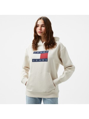 Tommy Hilfiger Jeans Melange Flag Kadın Kahverengi Hoodie