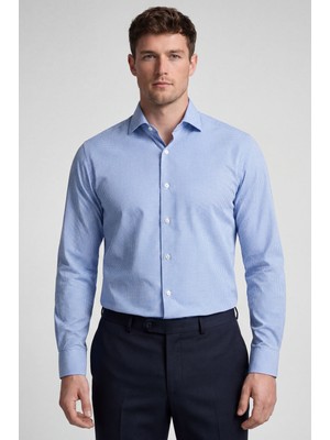Bisse Regular Fit Erkek Uzun Kollu Cepsiz Mavi Gömlek  BSGMKLS25321_D35
