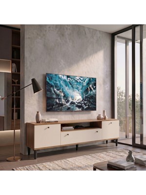 Yurupa 180 cm Tv Ünitesi Modern Tv Sehpası Valaris Kapaklı Ayaklı Ceviz-Kaşmir Vıs1-Cka