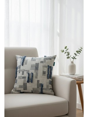 Rolivs Mavi Esinti Dekoratif Kırlent Kılıfı 47X47 cm Fermuarlı Yıkanabilir (2106)