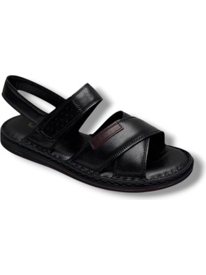 Cakgo 216-26 Hakiki Deri Ultra Soft Çapraz Bant Anatomik Erkek Sandalet 40-47