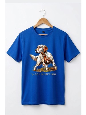 Unisex Widi Hunting English Setter Köpek Baskılı Doğa Temalı Outdoor %100 Pamuk Basic T-Shirt