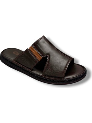 Cakgo 163-26 Hakiki Deri Ultra Soft Geniş Bant Anatomik Erkek Terlik 40-47