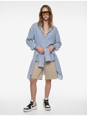 Koton Düğmeli Uzun Kollu Klasik Yaka Oversize Gömlek