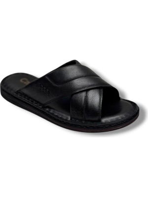 Cakgo 170-26 Hakiki Deri Ultra Soft Çapraz Bant Anatomik Erkek Terlik 40-47