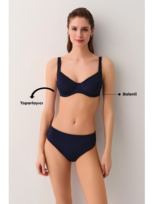 Suwen Pipe Balenli Toparlayıcı Aksesuarlı Bikini Üst