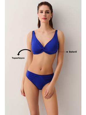 Suwen Önü Burgulu Balenli Toparlayıcı Bikini Üst