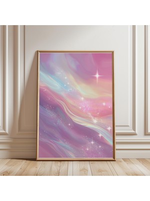 Ninastore Pastel Galaksi Baskısı – Mavi ve Pembe Uzay Dekorasyonu – Çocuk Odası Duvar Sanatı – Bebek Odası