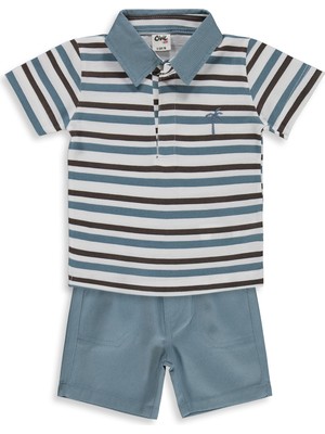 Civil Baby Palmiye Nakışlı 6-18 Ay Takım - Mavi