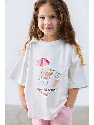 Marvy Kids Happy Ice Cream Baskılı Tshirt