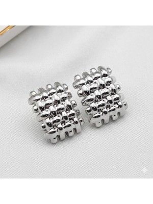 ZNK Takı Ve Aksesuar Gümüş Renk Modern Küpe