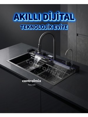 Control Mix Controlmix 7 Fonksiyonlu Akıllı Teknolojik Eviye Seti 304 Paslanmaz Çelik Dikdörtgen Tezgah Altı