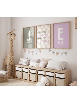 Ninastore Kardeş Baskısı - Kardeş Temalı Baskı - Kardeş Dekorasyonu - Çocuk Odası Duvar Sanatı - 3'lü Galeri