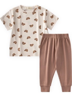 Cigit Desenli Pijama Takımı 1-7 Yaş Ekru