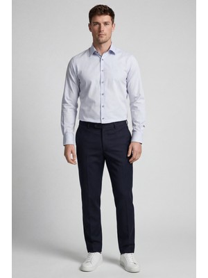 Bisse Regular Fit Uzun Kol Cepsiz Pamuk Beyaz Erkek Gömlek Gri BSGMKLS25561_D55