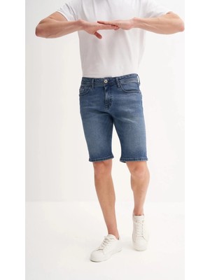Cazador Slim Fit Dar Paça Denim Bermuda Şort 6702