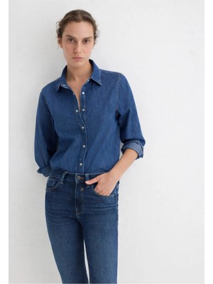Mavi Janet Dark Blue Denim Jean Gömlek Fitted / Vücuda Oturan Kesim 1211045-90089