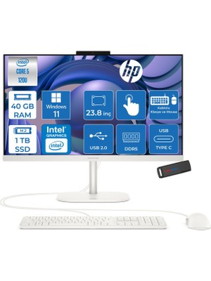 Hp Omnistudio 24-CU0017NT Intel Core 5 120U 5.0 Ghz 40GB Ddr5 1tb SSD Windows 11 Pro Dokunmatik 23.8" Fhd (1920 x 1080) 75HZ Wled IPS Beyaz All In One Bilgisayar HPD62KVEAP14+ Zetta Bellek