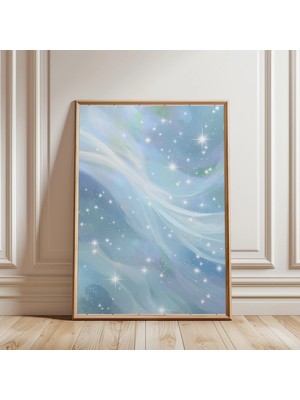 Ninastore Pastel Galaksi Baskısı – Çocuk Odası Dekorasyonu – Çocuk Duvar Sanatı – Uzay Baskıları – Mavi Baskı