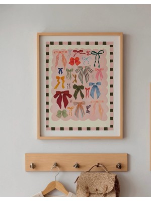 Ninastore Renkli Kurdeleler Sanat Baskısı: Elle Çizilmiş Coquette Ev Dekorasyonu