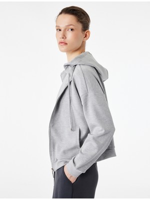 Koton Modal Uzun Kollu Cepli Tam Fermuarlı Kapüşonlu Sweatshirt