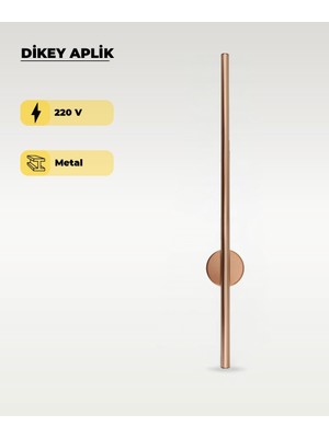 AC Aydınlatma 12W Rose Gold Renk Dikey Aplik - Gün Işığı