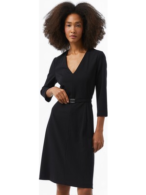 Calvin Klein Scuba Crepe Draped Kadın Siyah Elbise