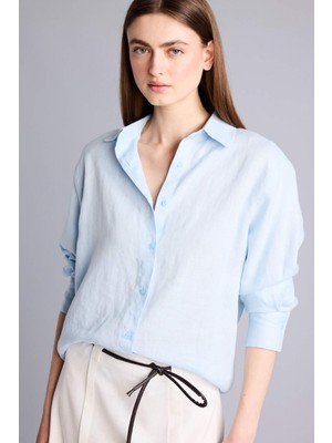 DeFacto %100 Keten Oversize Uzun Kollu Gömlek Z6638AZ26SM
