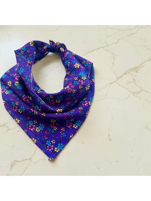 ALS Tasarım Dünyası  Mor Küçük Çiçek Desenli %100 Koton Bandana