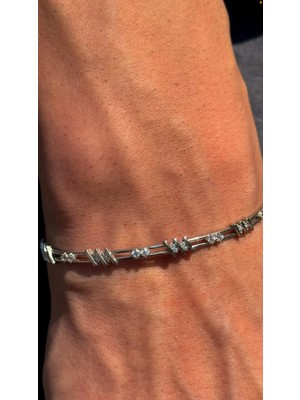 Wind Silver Taşlı Bilezik Unisex 925 Ayar