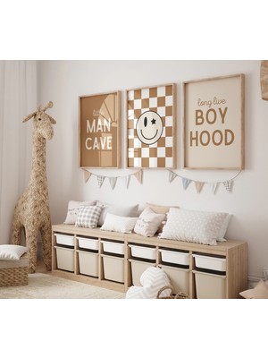 Ninastore Camel Çocuk Odası - Kareli Çocuk Odası - Erkek Bebek Odası Dekorasyonu - Bebek Posteri - Paylaşımlı