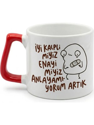 Desene Bak Iyi Kalplimiyiz Enayimiyiz Yazılı - Komik Tasarım Baskılı Seramik Hediye Kupa Bardak