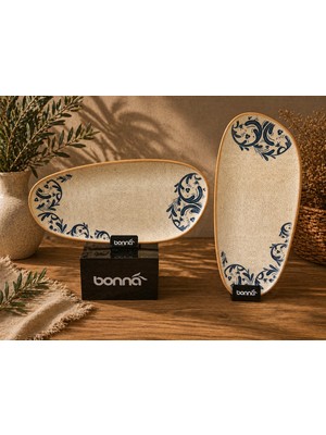 Bonna 2 'li Oval Servis Tabağı Oval Sunum Tabağı Kayık Servis Tabağı Gourmet Paylaşım Servis Tabağı Viento