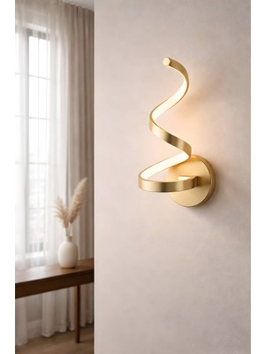 ŞANLED Dekoratif 20W Kıvrım Modeli Iç Mekan Gold Kasa Amber Işık 30 cm Duvar Aplik Pilli