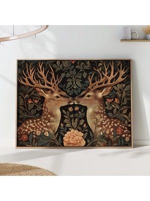 Ninastore William Morris Geyik Çiçek Baskısı - Vintage Vahşi Yaşam Botanik Duvar Sanatı