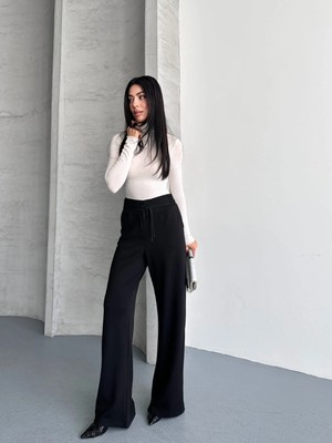 Vess Moda Premium Kalite Cepli Arkası Lastikli Bol Paça Palazzo Pantolon