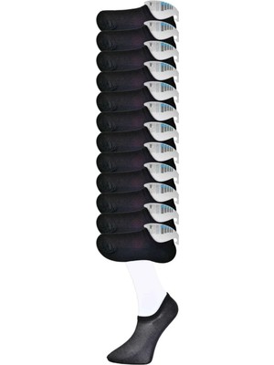 Zenvia Siyah Erkek Görünmez Çorap 12 Çift