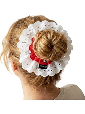 Woodycord El Yapımı Fisto Detaylı Hacimli Scrunchie Topuz Tokası