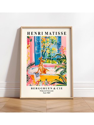 Ninastore Küvette Kanguru Sanat Baskısı - Dopamin Sanatı - Komik Matisse Posteri - Pembe Tropikal Banyo Dekoru