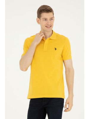 U.s. Polo Assn. Dokuma Kumaş % 100 Pamuk Polo Yaka Kısa Kol T-Shirt - Koyu Sarı