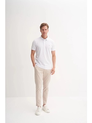 Cazador Slim Fit Polo Yaka Likralı Rahat Düz Örme Tişört 4008