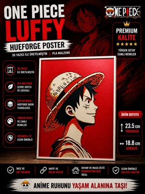 Figür Bende One Piece Luffy Premium Hueforge Poster – 3D Baskı Pla Duvar Dekoru (23.5 x 18.8 Cm)