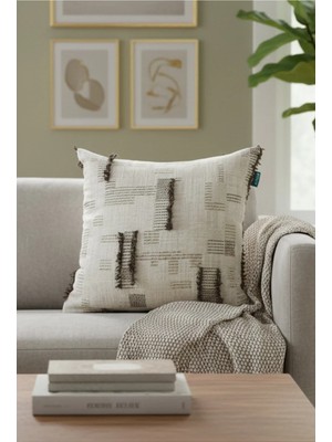 Rolivs Kül Izi Dekoratif Kırlent Kılıfı 47X47 cm Fermuarlı Yıkanabilir (2102)