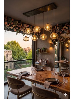 Light Hause Bulut Model 7'li Modern Yemek Masası Sarkıt Avize
