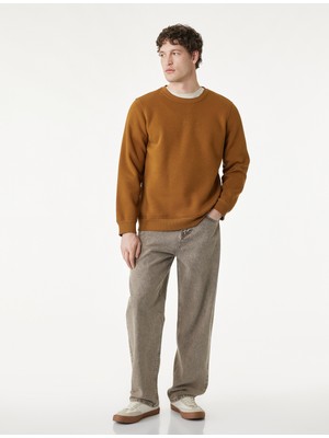 Koton Regular Fit Uzun Kollu Şardonlu Bisiklet Yaka Basic Baskılı Sweatshirt